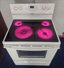 Like New 🔥🔆♨️☆Whirlpool☆♨️🔆🔥 Bisque Glass Top Stove