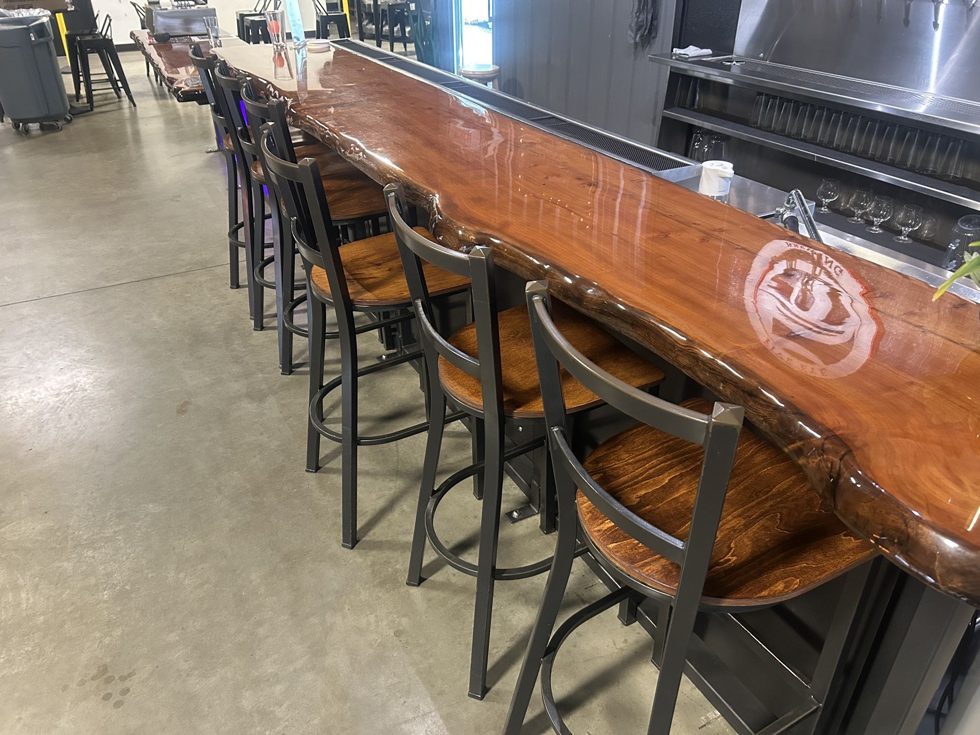 Live Edge Epoxy Dual Bar Set w/ LED Lighting & Chairs