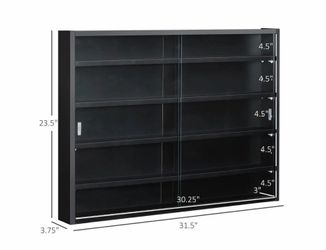 5 Tier Shelf Display Cabinet with Glass Doors 31.5"Wx3.7"Dx23.6”