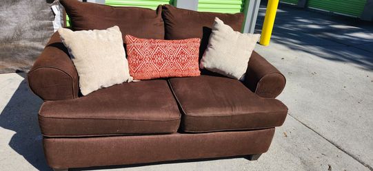 Loveseat with Throw Pillows