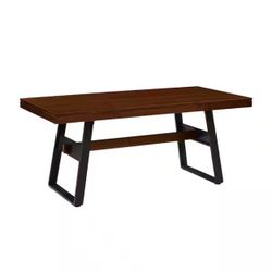 Walker Edison Modern Industrial Dark Walnut Rectangular Wood Top 69 in Dining Table for 6-8 People