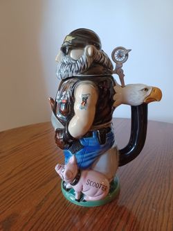 Rare Low #86 M. Cornell "Biker Bob" Limited Edition Figural Stein-James Lim