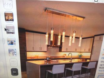 MELUCEE LED CHANDELIER LINEAR ISLAND LIGHTING BRUSHED NICKEL 7  LIGHT