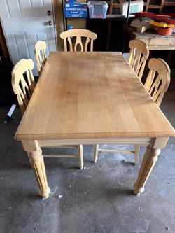 Wood Dining Table with 5 Chairs
