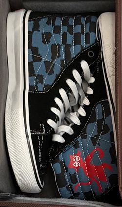 Vans High-Top Sneakers Blue Black Graphic Print