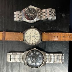 3 Watches Swiss Army, Timex Expedition, And Guess