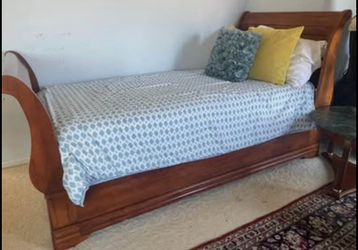 Sleigh Twin Bed with mattress - solid wood