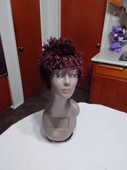 Short Curly Burgundy Wig