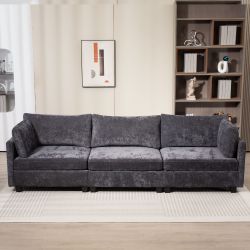 111.42*32.28 XXXL 3-Seater Chenille Deep Sofa,Comfy 3-Seater Chenille Fabric Couch,Conforms to body curves,Cloud-soft sitting,with ultra-soft cushions