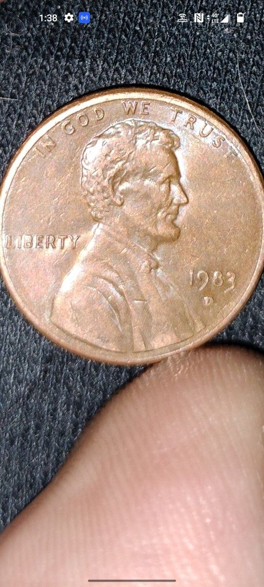 1983D Grease Filled Error Penny Missing "E"