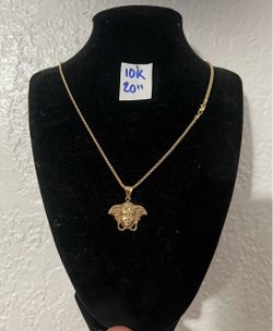 10K Yellow Gold Franco Chain and Pendant For Wedding 20 Inches Long