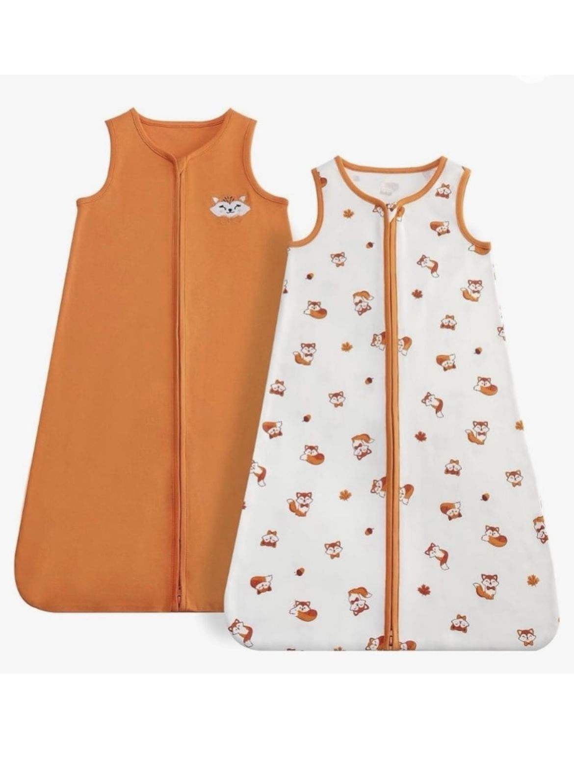Cotton Baby Sleep Sack, Baby Sleeping Bag with Two-Way Zipper, 2 pack. (H)