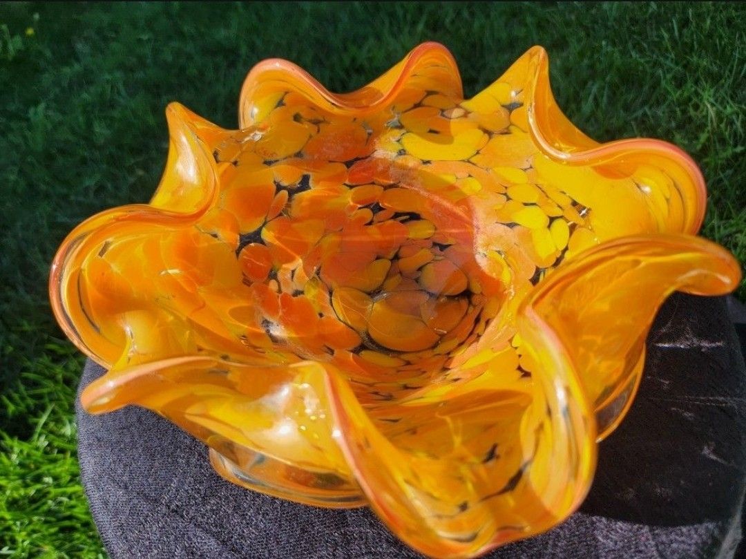 Large Vintage Murano Confetti Blown Glass Art