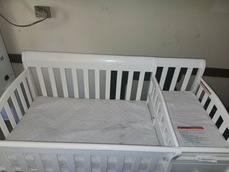 White Convertible Baby Crib with Mattress