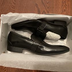 Robert Wayne Size 10.5 Tristian Mens Black Leather Loafers Shoes