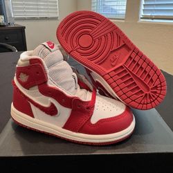 Nike Air Jordan 1 Retro High OG (TD) Toddler Size 8C Iron Ore/Varsity Red – New w/ Box