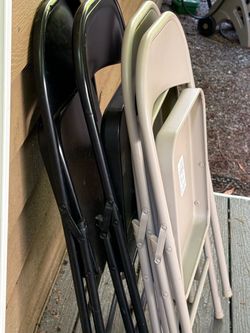 Metal Folding Chairs Set — Black and Tan