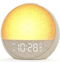 Sunrise Alarm Clock, White Noise Sound Machine with 30 Soothing Sounds, Dimmable Night Light, Natural Sunlight Lamp Gentle Wake Up Light for Bedrooms,