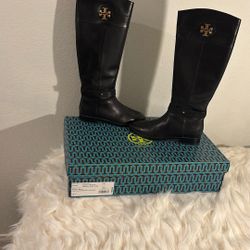 Tory Burch New Black Leather Riding Boots Size 7