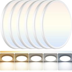 12 Pack LED Flush Mount Ceiling Light: 12 inch Super Slim Dimmable & 5CCT (2700-6000K) Kitchen Lighting Fixtures Ceiling - 24W White Low
