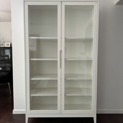 Beautiful, Large White Glass Cabinet