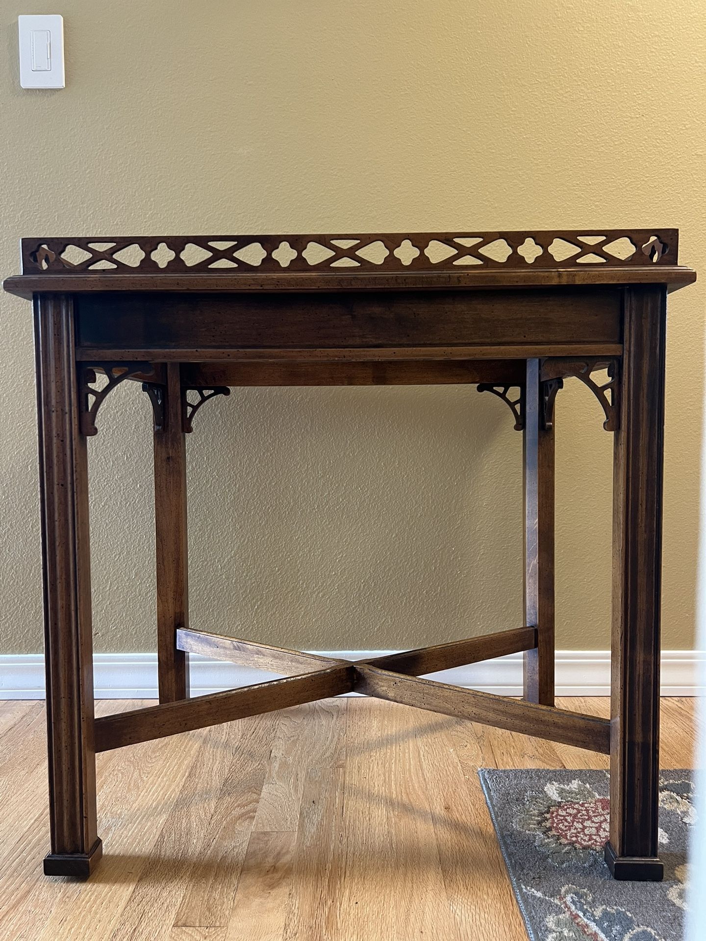 Glass Top End Table With Gallery Accents