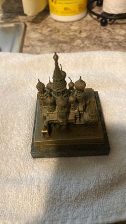 St Basil's Cathedral Bronze Sculpture Moscow Mini Artist Signed Vtg 1970 Marble