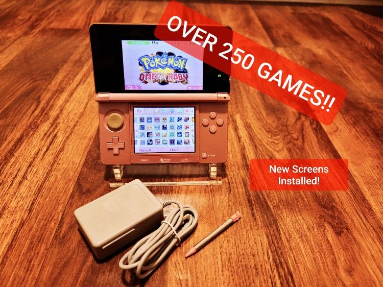 Pink Nintendo 3DS w/ 250+ Games & Extras