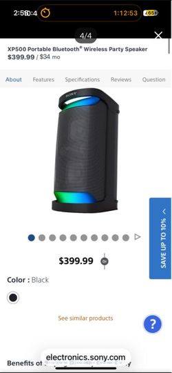 Sony XP500 Portable Bluetooth Wireless Party Speaker