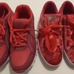 Puma Shoes Size 7 1/2 & Off Brand Shoes Pink 7 1/2 . Worn 1 Time .. Too Small. Nice. Perfect Condition.