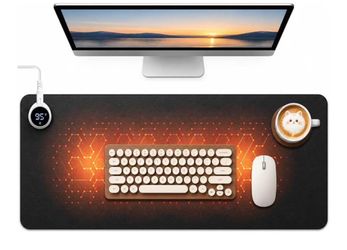 Large Heated Desk Mat with Temperature Display