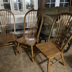 3 Oak Spindle Dining Room Chairs