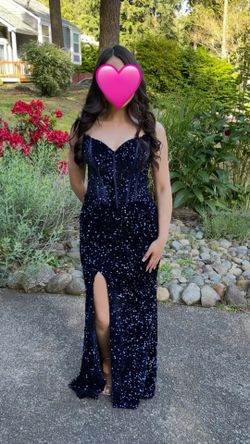 Navy Blue Sparkly Prom Dress