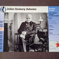 1996 Grolier President John Quincy Adams Vintage Collectible Large Card