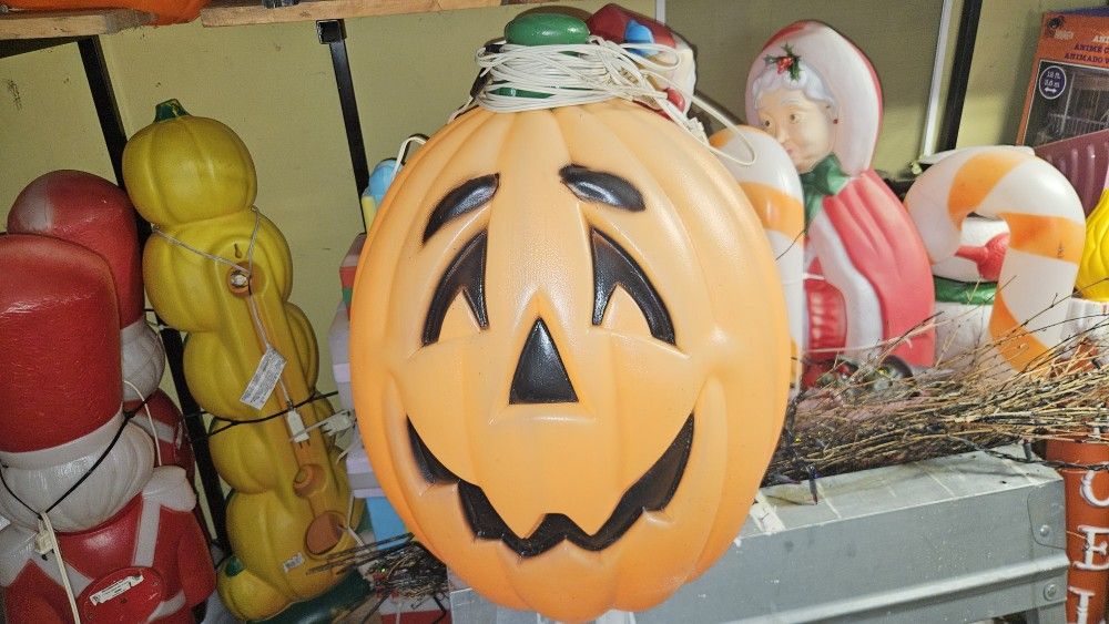 General Foam Plastics Blow Mold Light Up Pumpkin Figurine, 24-Inch, Orange