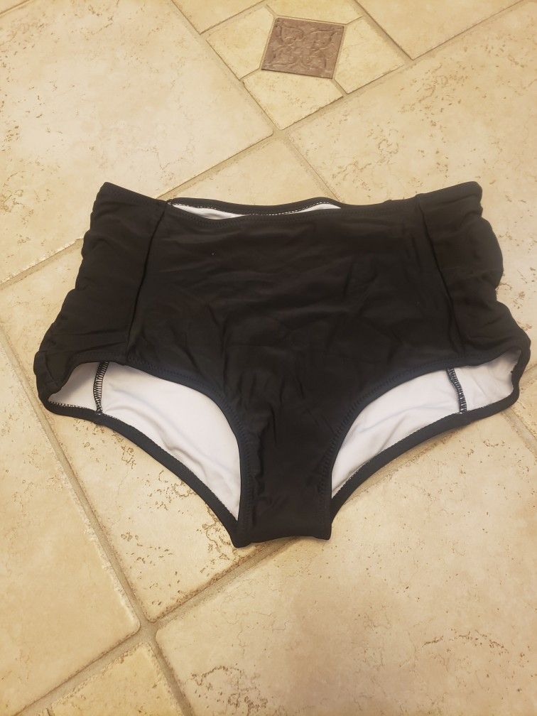 High waist black bikini bottoms New