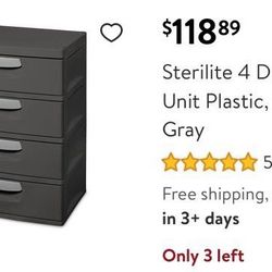 Plastic Dark Grey Dresser / Storage 