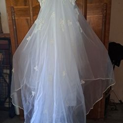 Wedding Gown Beaded, with Detachable Embellished Train, New Never Worn 