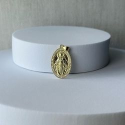 18k Gold plated Zircon Miraculous Medal Pendant
