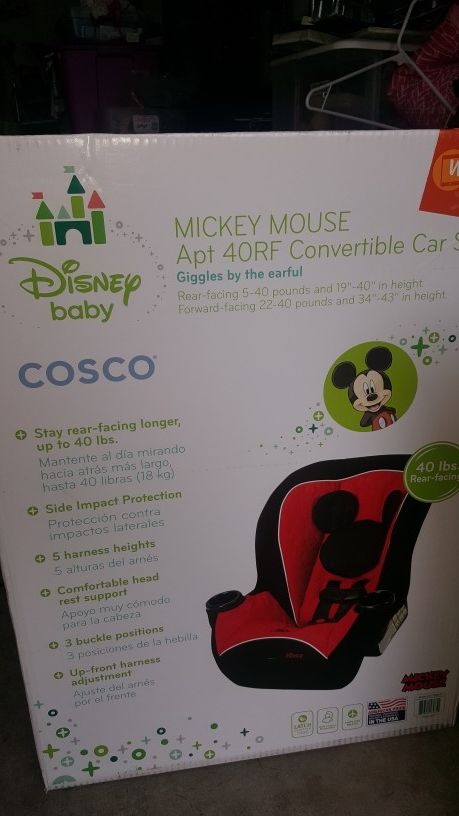 NEW Mickey Mouse Cosco Apt 40RF Convertible Car Seat for Sale in