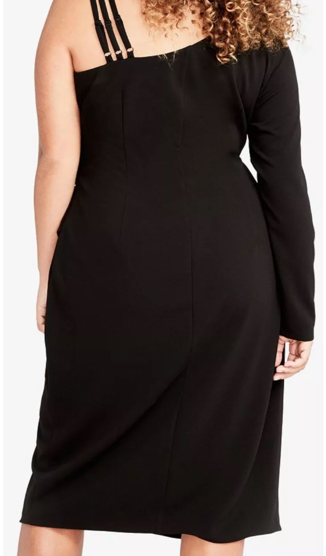 RACHEL Rachel Roy Black Plus Size Draped One Shoulder Dress Size