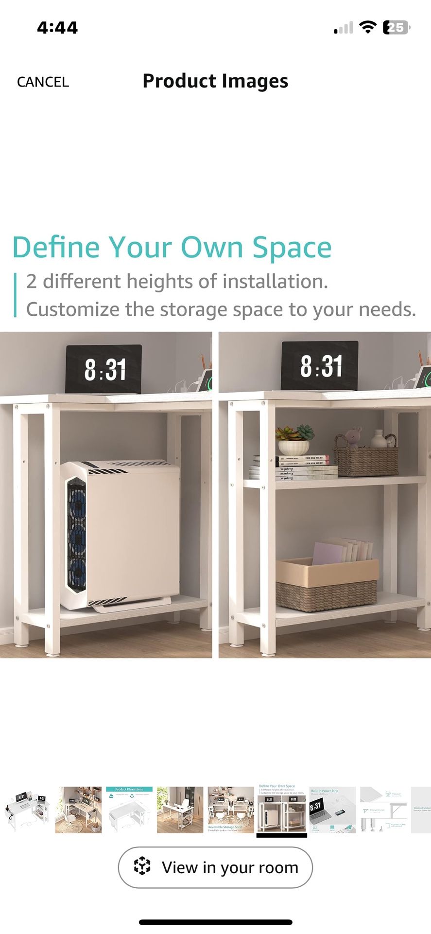 Computer Desk L Shape with Power Outlet Shelves,