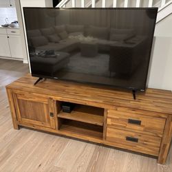 Macy’s Champagne Solid Acacia Wood TV Stand