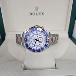 Rolex Yacht-Master II 18k Rose Gold/Steel White Dial Mens 44mm Watch 116681