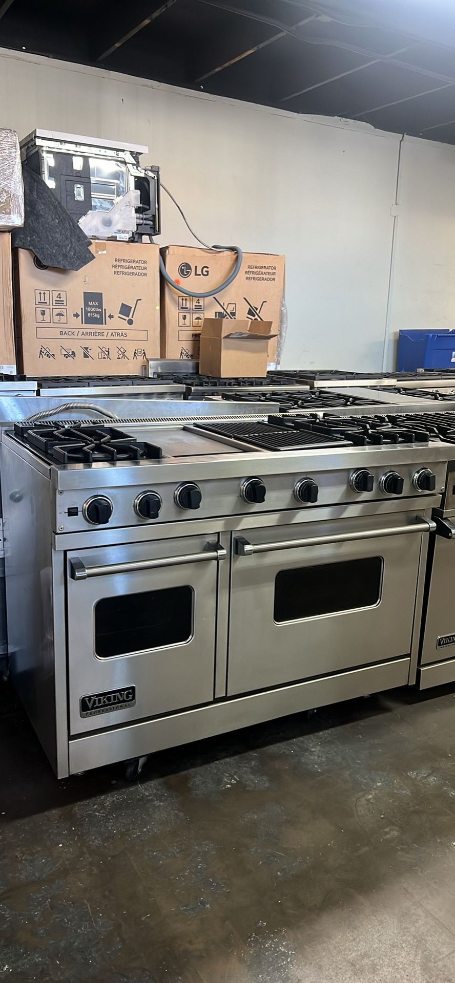 Viking 48”Wide Gas Range Stove Stainless Steel With Grill And Griddle