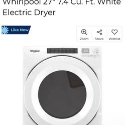Whirlpool 27" 7.4 Cu. Ft. White Electric Dryer