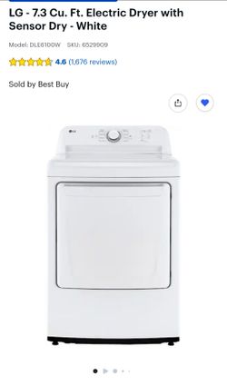 LG - 7.3 Cu. Ft. Electric Dryer with Sensor Dry - White
Model: DLE6100W