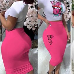 Women's 2-Piece Summer Printing Set: T-shirt and Skirt Sportswear