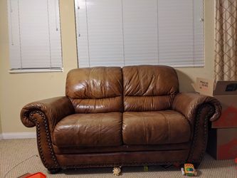 Genuine leather sofa and love seat