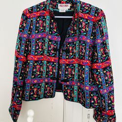 VintageJacket Silk Maggy London Psychedelic Top size 8